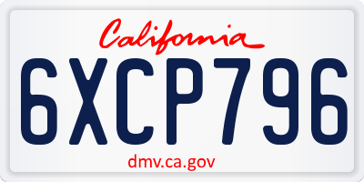 CA license plate 6XCP796