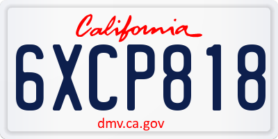 CA license plate 6XCP818
