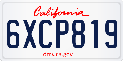 CA license plate 6XCP819