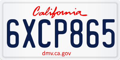 CA license plate 6XCP865