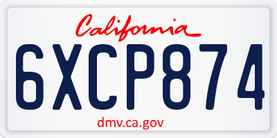 CA license plate 6XCP874