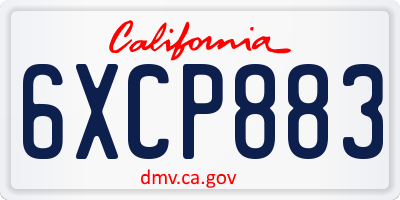 CA license plate 6XCP883