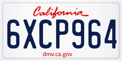 CA license plate 6XCP964