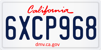 CA license plate 6XCP968