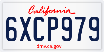 CA license plate 6XCP979