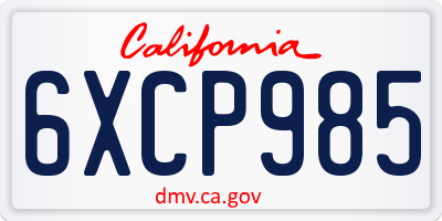 CA license plate 6XCP985