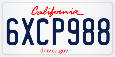 CA license plate 6XCP988