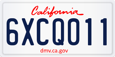 CA license plate 6XCQ011
