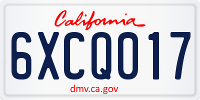CA license plate 6XCQ017