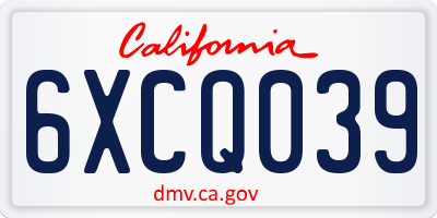 CA license plate 6XCQ039