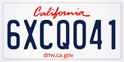 CA license plate 6XCQ041