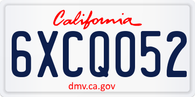 CA license plate 6XCQ052