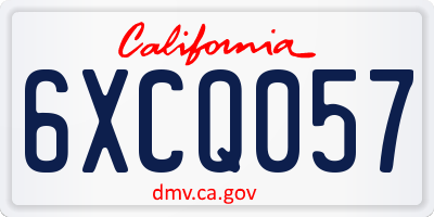 CA license plate 6XCQ057