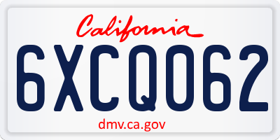 CA license plate 6XCQ062