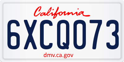 CA license plate 6XCQ073
