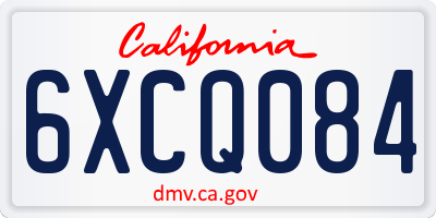 CA license plate 6XCQ084