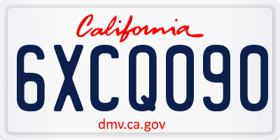 CA license plate 6XCQ090