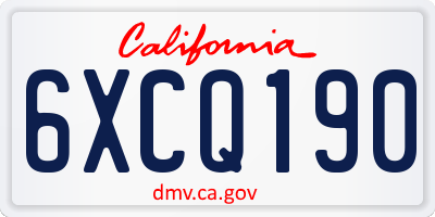 CA license plate 6XCQ190