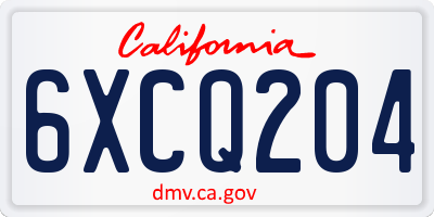 CA license plate 6XCQ204