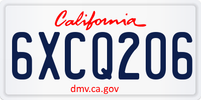 CA license plate 6XCQ206