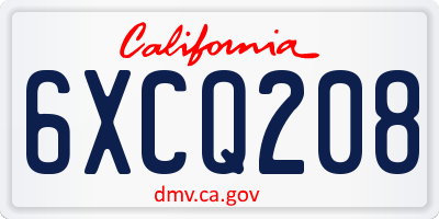 CA license plate 6XCQ208