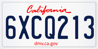 CA license plate 6XCQ213