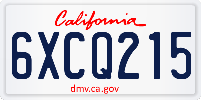 CA license plate 6XCQ215