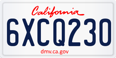CA license plate 6XCQ230
