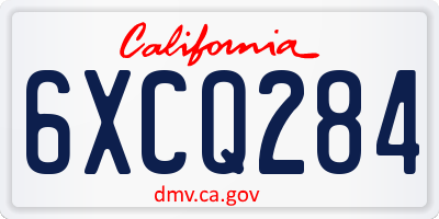 CA license plate 6XCQ284