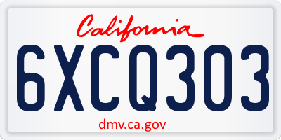 CA license plate 6XCQ303