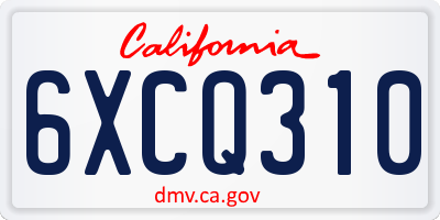 CA license plate 6XCQ310