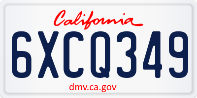 CA license plate 6XCQ349