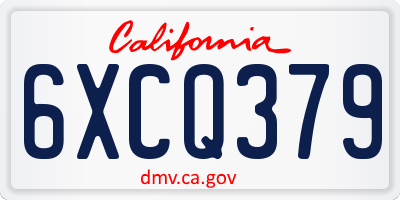CA license plate 6XCQ379