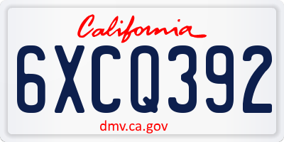 CA license plate 6XCQ392