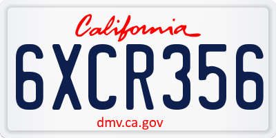 CA license plate 6XCR356