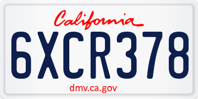 CA license plate 6XCR378