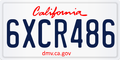CA license plate 6XCR486
