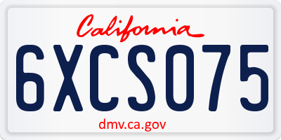 CA license plate 6XCS075