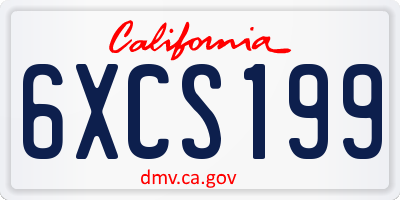 CA license plate 6XCS199