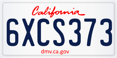 CA license plate 6XCS373