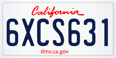 CA license plate 6XCS631