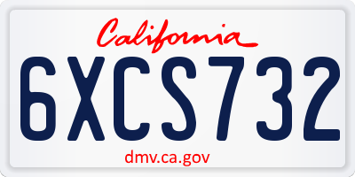 CA license plate 6XCS732