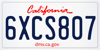 CA license plate 6XCS807