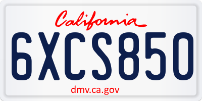 CA license plate 6XCS850