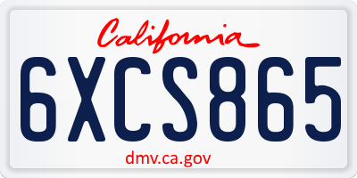 CA license plate 6XCS865