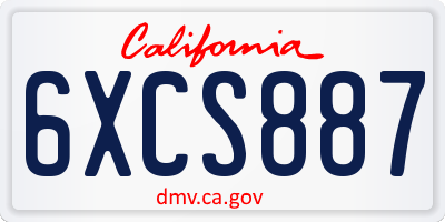 CA license plate 6XCS887