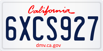 CA license plate 6XCS927