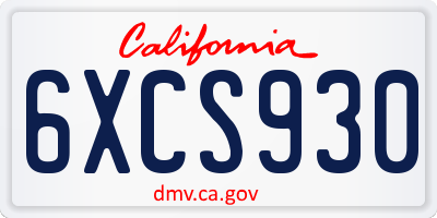 CA license plate 6XCS930