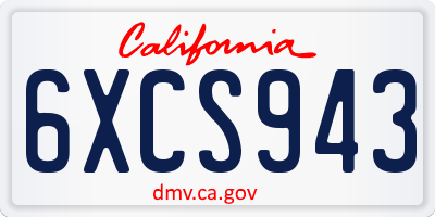 CA license plate 6XCS943