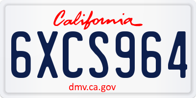 CA license plate 6XCS964